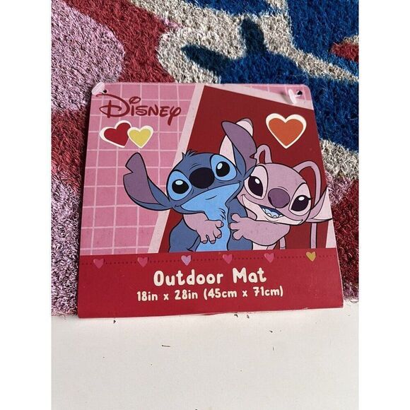 Disney Stitch Hearts Love Valentines Doormat Mat Coir Outdoor 18" x 30" NEW - Picture 3 of 10
